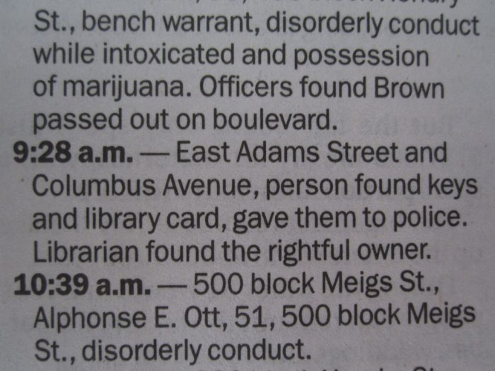 police blotter